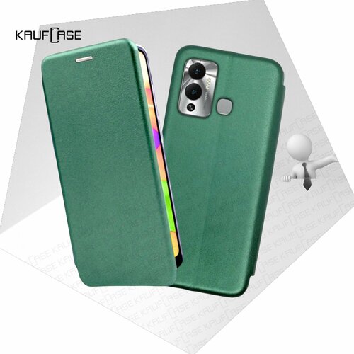 Чехол книжка KaufCase для телефона Infinix Hot 12 Play NFC (X6816D) (6.82), темно-зеленый. Трансфомер чехол книжка kaufcase для телефона infinix hot 10 lite x657b 6 6 темно зеленый трансфомер