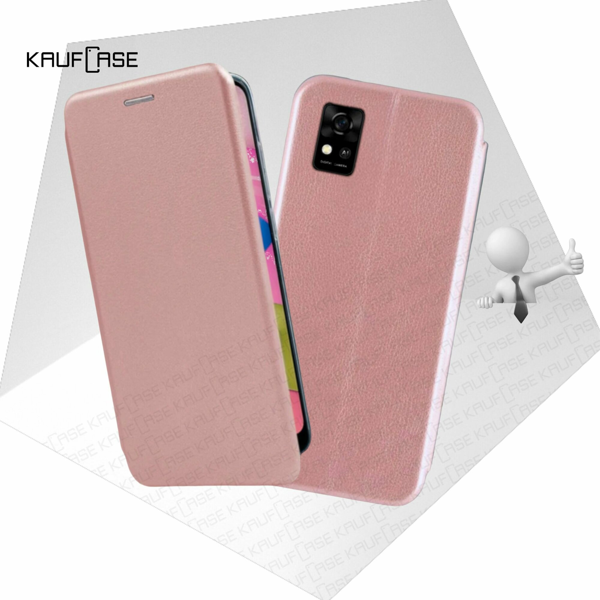 Чехол книжка KaufCase для телефона ZTE Blade A31 (5.45"), розовое золото. Трансфомер