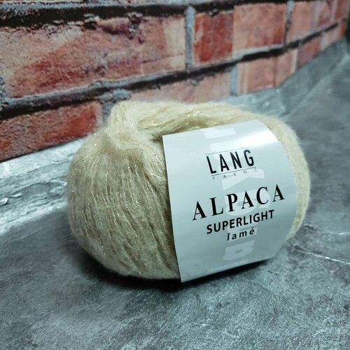 Пряжа Alpaca Superlight Lame Lang Yarns, цвет 22-бежевый люрекс золото, 25гр/185 м,1 моток.