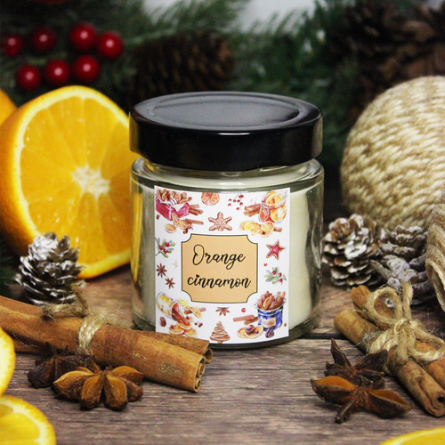 Свеча ароматическая новогодняя с декором - 