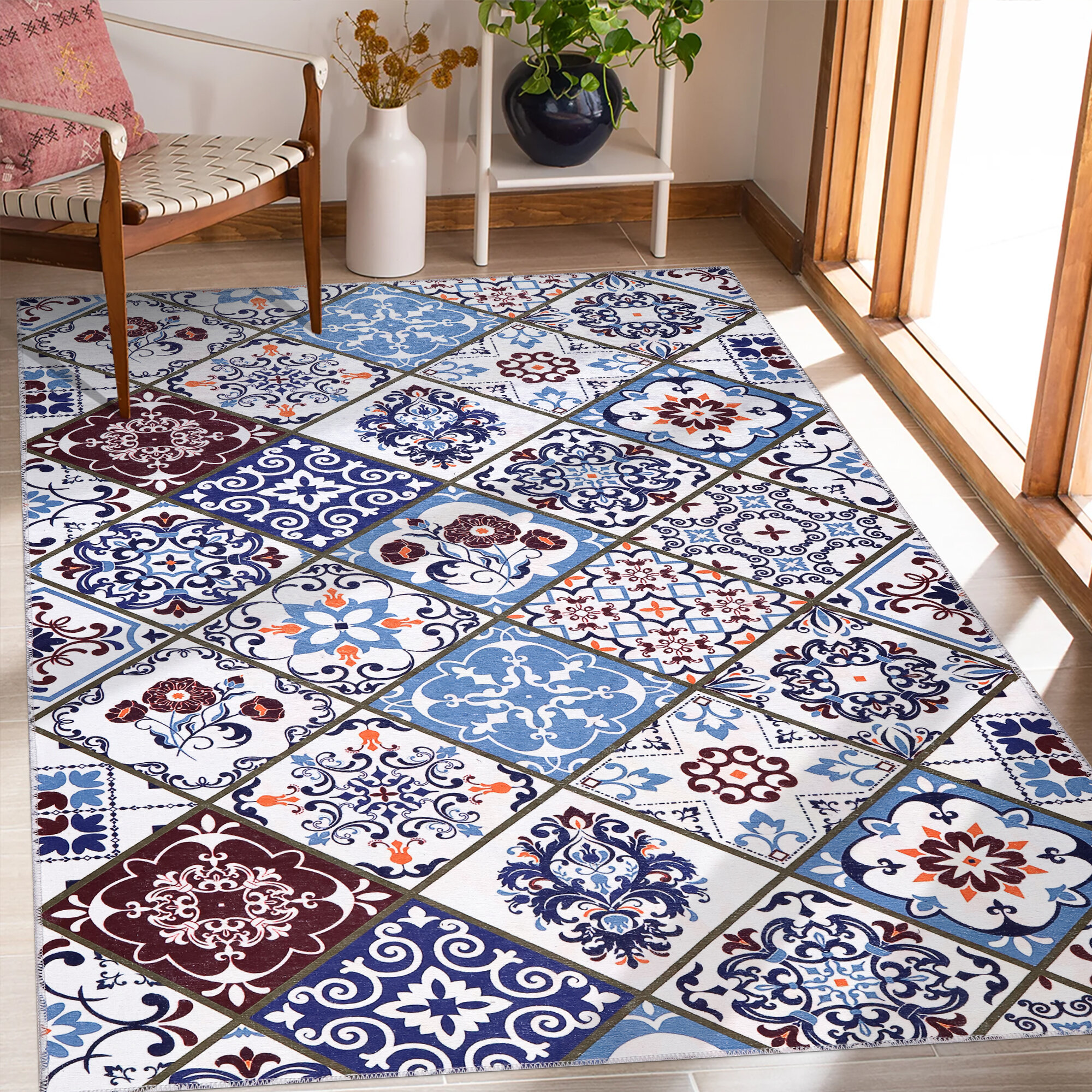 Прикроватный ковёр Divahome "Килим", безворсовый, полиэстер/хлопок, 60x90 см — фото 1