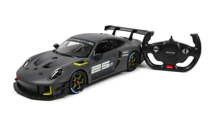 Машинка на радиоуправлении Rastar Porsche 911 GT2 RS USB (арт. 99560), 1:14 (34см), двери открываются. Серая