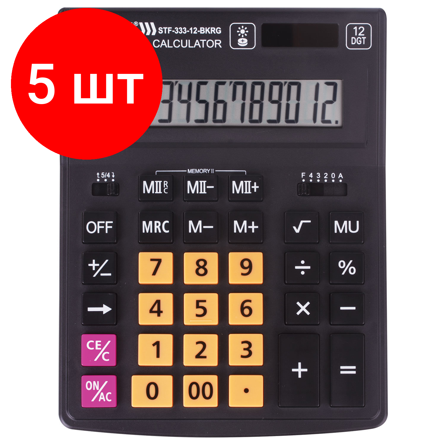 Комплект 30 шт Калькулятор настольный STAFF PLUS STF-333-BKRG (200x154 мм) 12 разрядов черно-оранжевый 250460