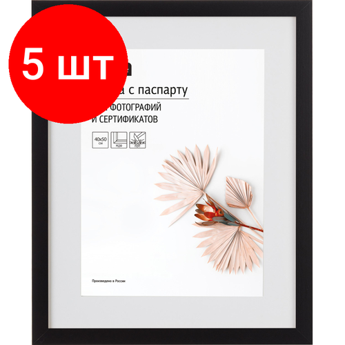 Комплект 5 штук, Рамка с паспарту МДФ, 40х50, черная