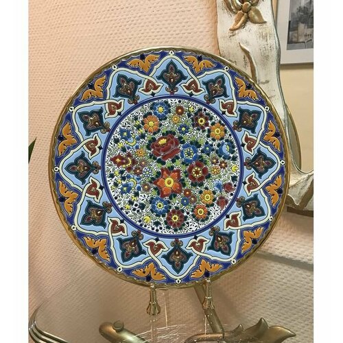 Тарелка декоративная, настенная Cearco диаметр 35 см, ручная работа испанских мастеров.