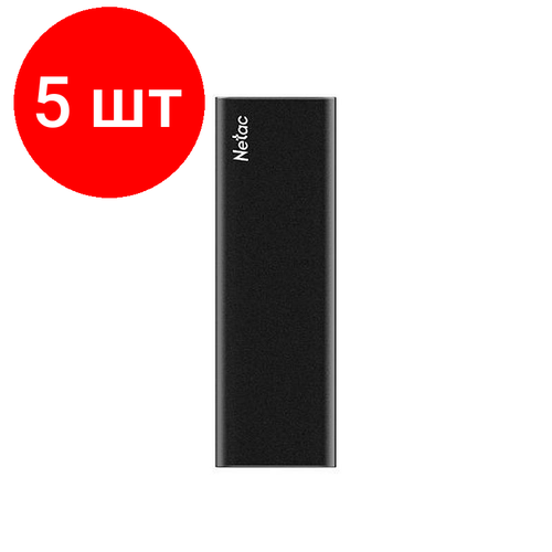 Комплект 5 штук, Портативный SSD Netac 250Gb/USB-C/EXT/Black (NT01ZSLIM-250G-32BK)