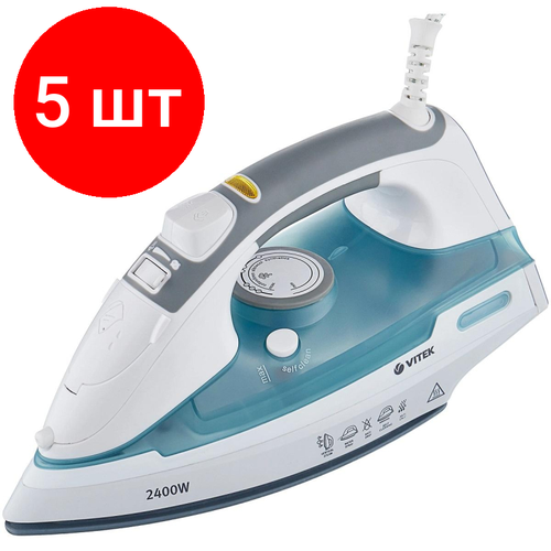 Комплект 5 штук Утюг VITEK 1251-VT-03 мощность 2400 вт материал подошвы Ceramic UltraCare 1929000₽