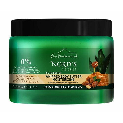 Взбитое масло для тела с ароматом миндаля и альпийского меда Nords Secret WHipped Body Butter Moisturizing Spicy Almonds Alpine Honey 846₽