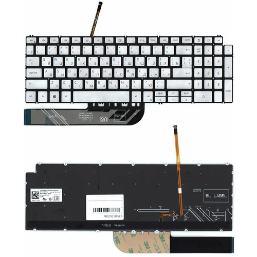 Клавиатура для ноутбука Dell Inspiron 5584 серебристая клавиатура для ноутбука dell 14 7391 серебристая