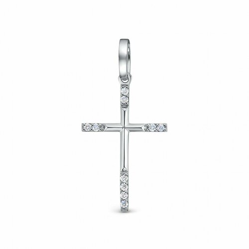 Крестик diSat, длина 38 см, серебряный, бесцветный крестик софия серебро женский 724