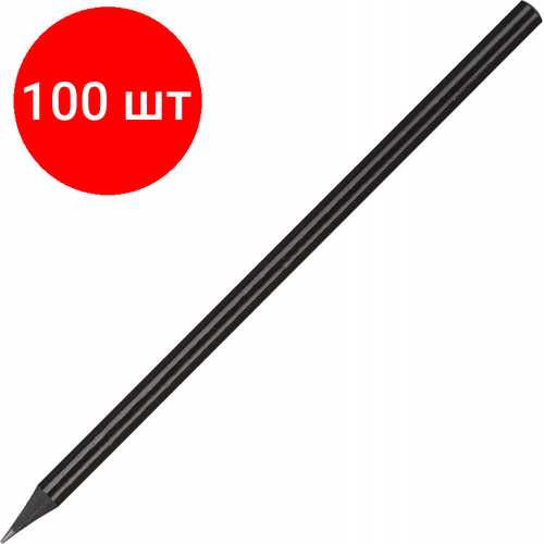 Комплект 100 штук, Карандаш чернографитный Attache, 177 мм круглый, HB, черн. дерево, под лого