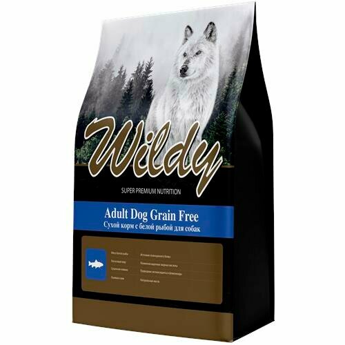 фото Wildy adult dog grain free беззерновой для взрослых собак с белой рыбой (15 кг)