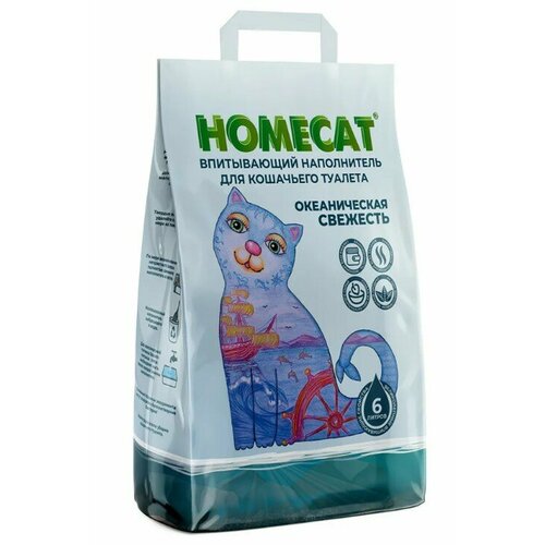 Homecat наполнитель Впитывающий наполнитель 6л, 3 кг (1 шт) впитывающий наполнитель homecat силикагелевый яблоко 7 6л 1 шт