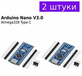 Arduino Nano V3.0 (R3) USB Type-C программируемый контроллер на базе микроконтроллера ATmega 328P CH340, 2шт.