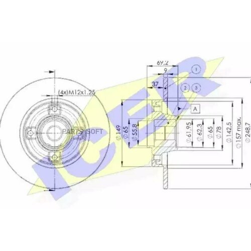 ICER 78BD4745-1 Диск тормозной задний 15240₽
