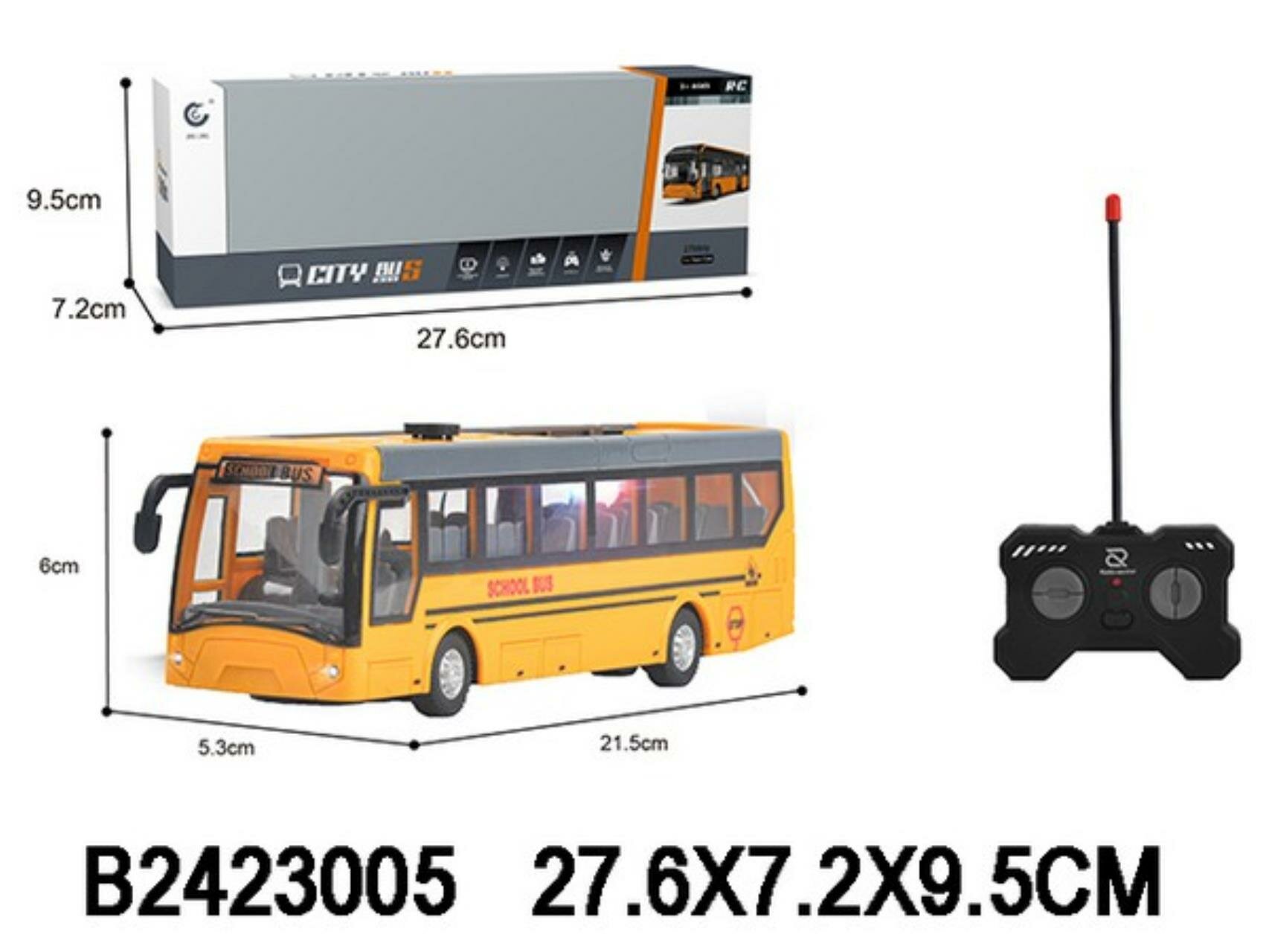 Автобус на пульте р у, световые эффекты, размер: 6,5x5,3x37 см, в к 27,6x7,2x9,5 см