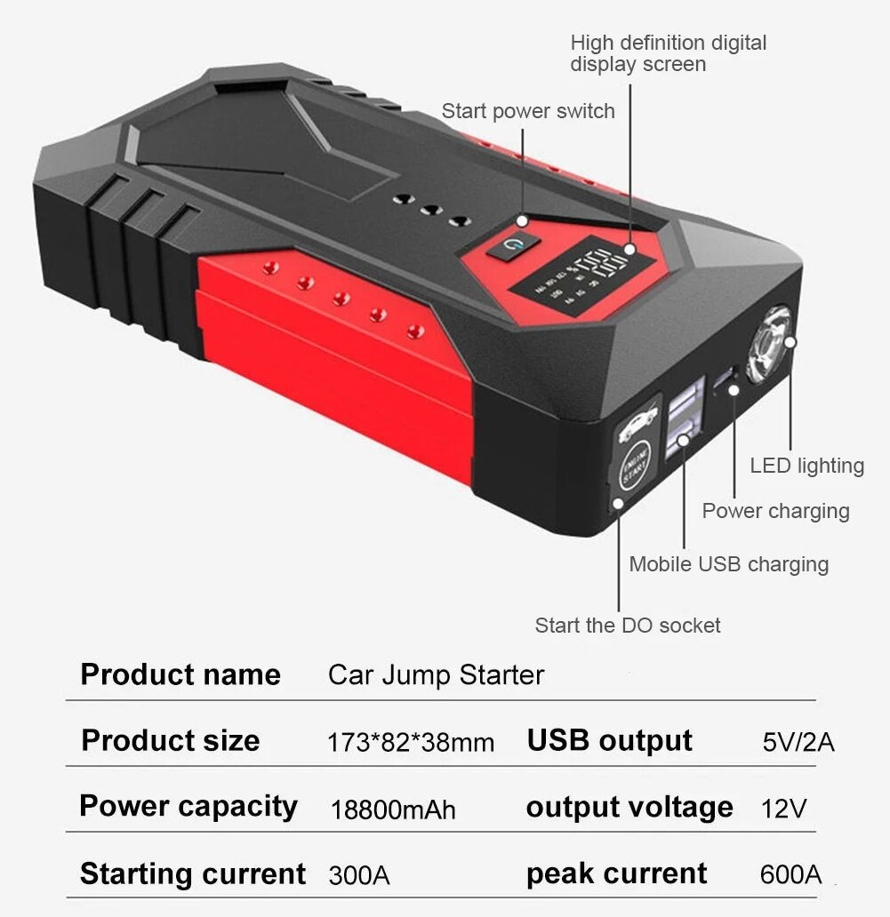 Пусковое зарядное устройство для автомобиля бустер Jump Starter