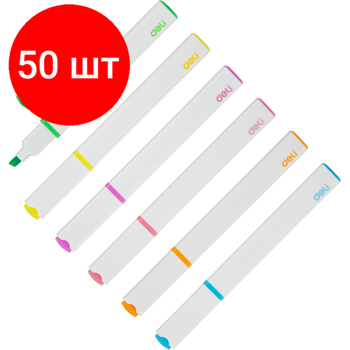 Комплект 50 наб, Набор текстовыделителей Deli Little Singer 1-4 мм 6 цветов EU13-6C