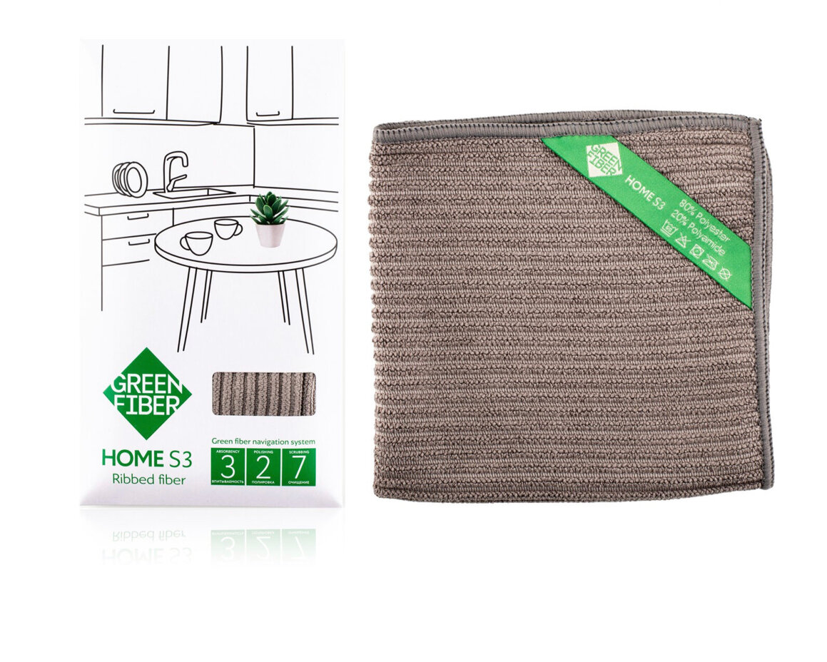 Файбер ребристый Green Fiber HOME S3  Размеры  30 х 30 см Цвет  Серый