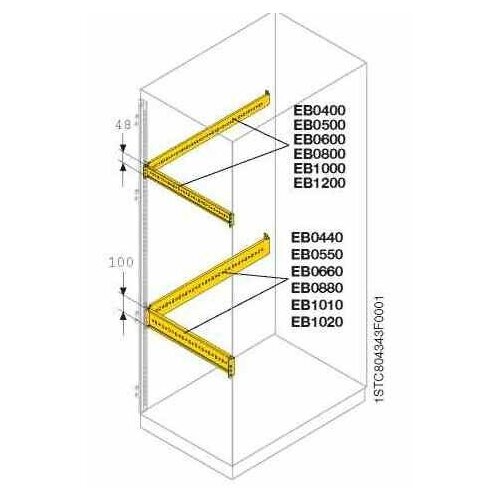 Профиль L=600 H=48 для монтажа аксессуаров (2шт) ABB (арт. EB0600)