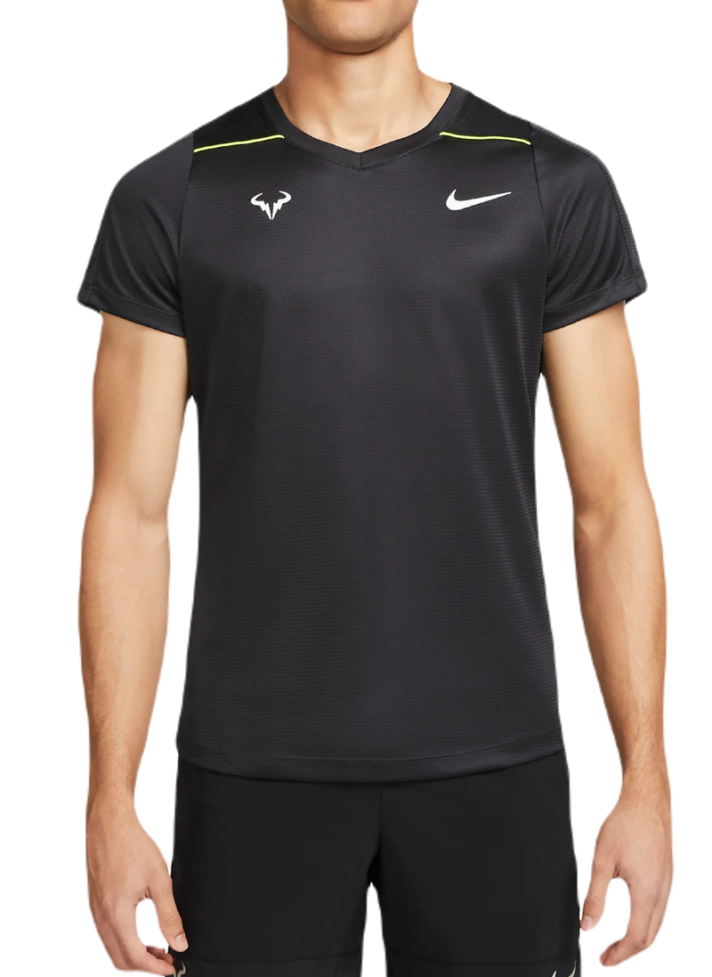 Футболка спортивная NIKE Nike RAFA Challenger Crew - Off Noir, размер S, мультиколор, зеленый