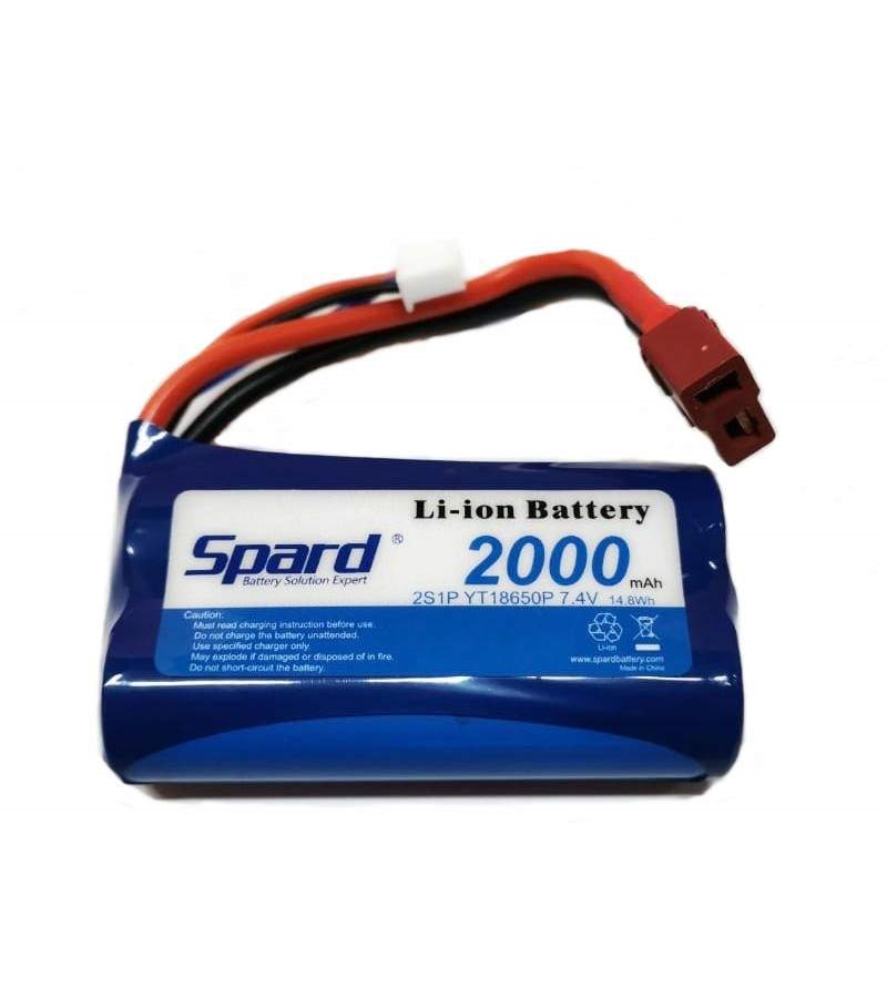 Аккумулятор Li-Ion Spard 2000mAh, 7,4V, 15C, T‐plug для Remo Hobby 1/16, Himoto 1/18