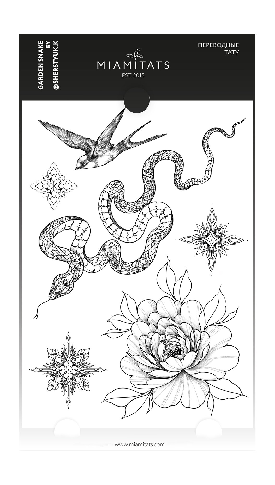 Переводные тату Miamitats Garden Snake Maxi Tattoo