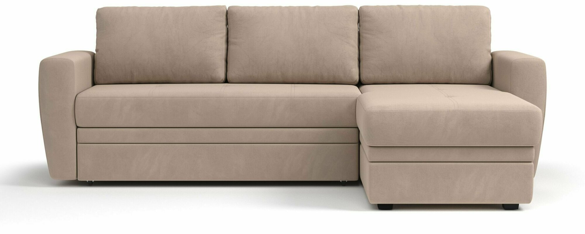фото Угловой диван-кровать PUSHE раскладной Лакки, универсальный угол, велюр, бежевый Balance 130