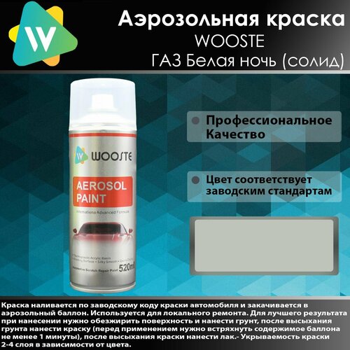 Автомобильная аэрозольная краска WOOSTE Белая ночь (ГАЗ)