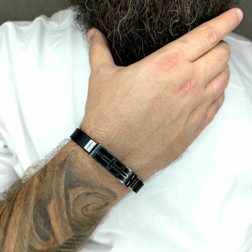 фото Браслет, металл, 1 шт., серебряный, черный нет бренда