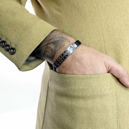 фото Браслет, металл, черный, серебряный нет бренда