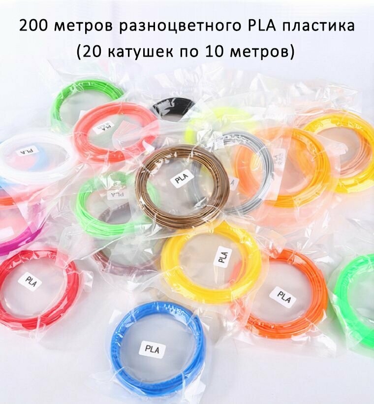 3D ручка с набором PLA пластика (209метров разноцветный) + трафареты, подставка, коврик, напальчники, фиолетовая — фото 4