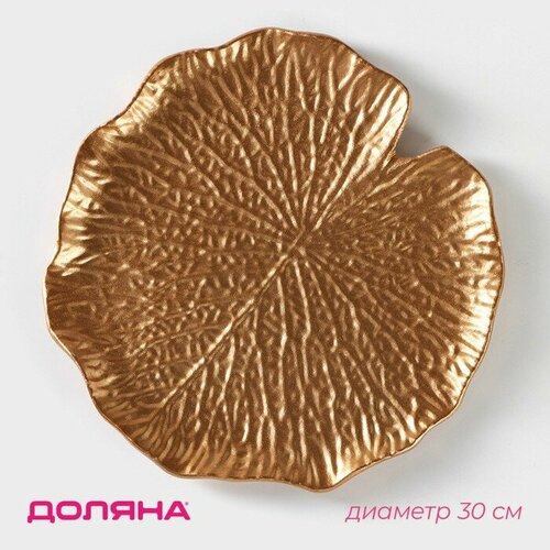 Блюдо для фруктов Доляна Кувшинка 3030 см цвет золотой 847₽