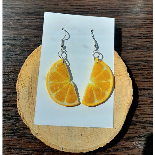 Серьги с подвесками , полимерная глина, размер 63 мм, желтый