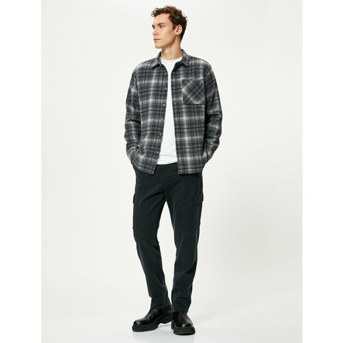 фото Рубашка koton, размер 52, серый, черный