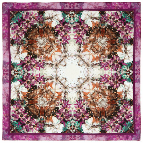 фото Платок павловопосадская платочная мануфактура,65х65 см, розовый, белый