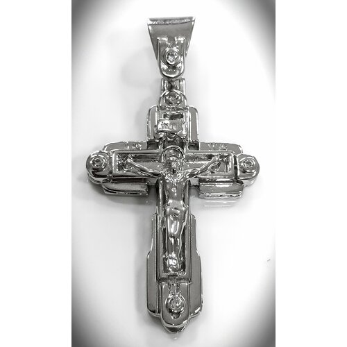 фото Славянский оберег, крестик эстерелла, серебро, 925 проба, родирование, фианит, размер 5.3 см.