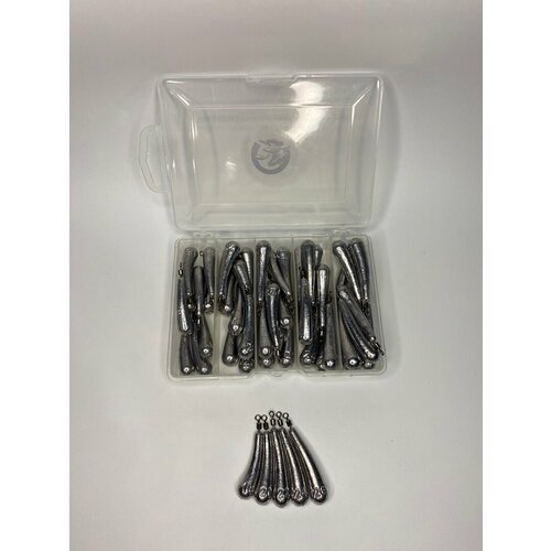 фото Рыболовный груз банан для отводного поводка, набор 18-26 грамм + коробка, вертлюг №5, ( 50 шт ) снасти кронштадт