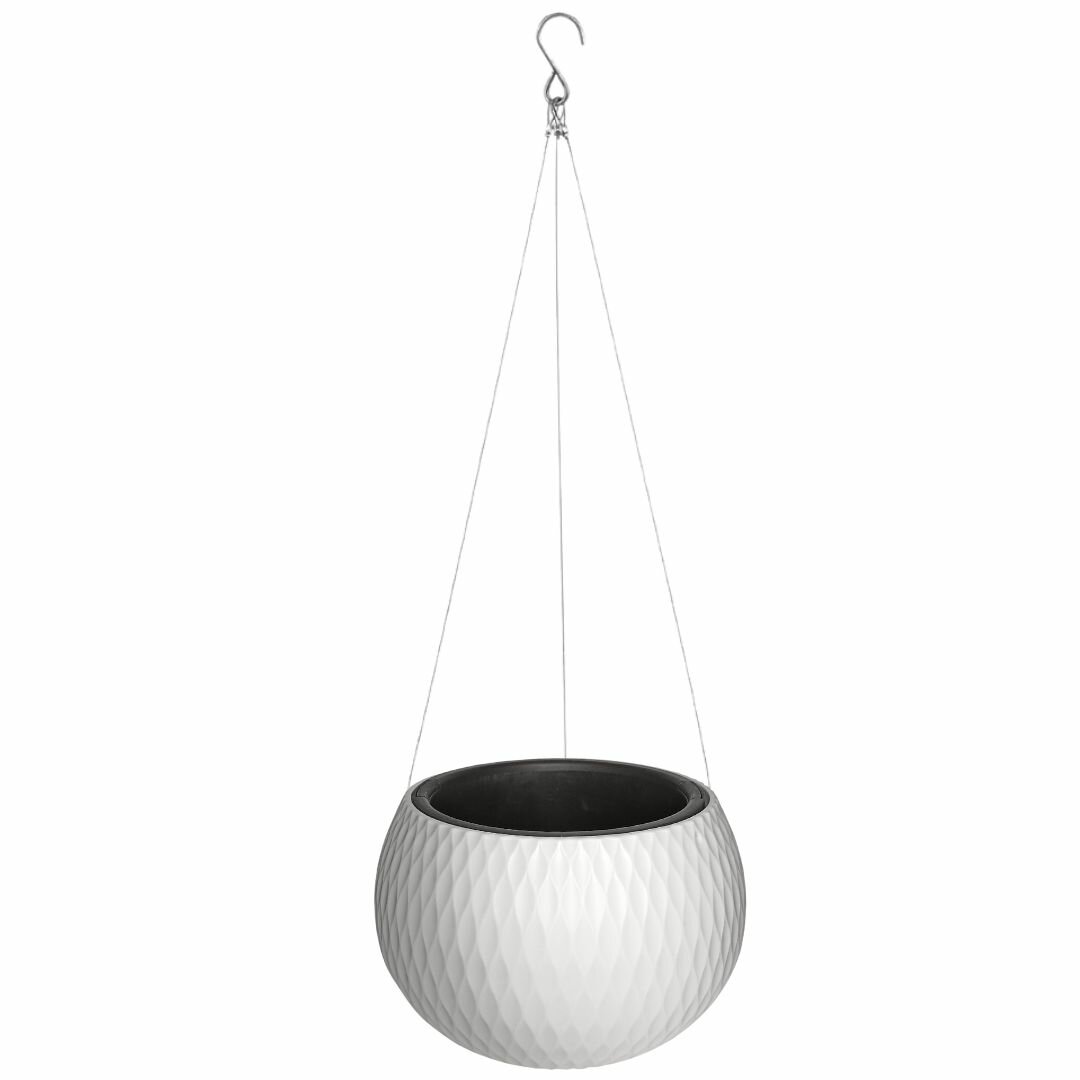 фото Кашпо "Жемчужина" 4л подвесное (белый) М8724 Пластмасса альтернатива