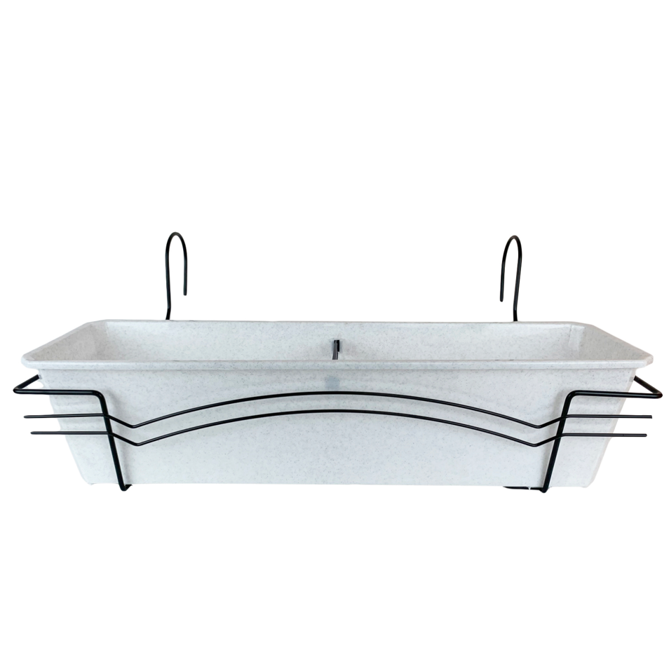 фото Ящик балконный мраморный + Корзина крепление 60 см