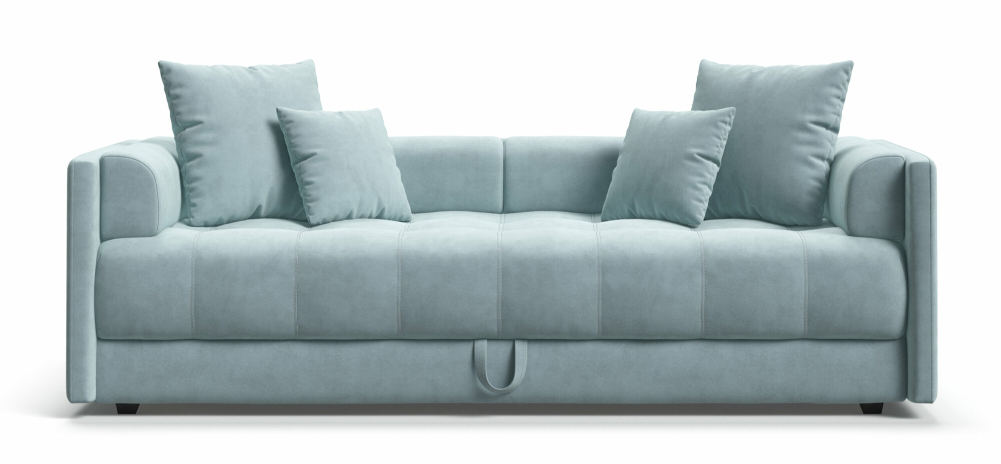 Односпальная тахта-диван с ящиком для хранения Boss, велюр Monolit Аква, 203x93x61 см