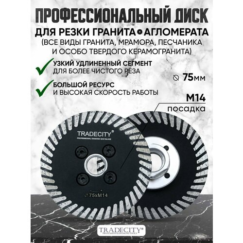 Алмазный отрезной диск ELITE BLACK D75/М14