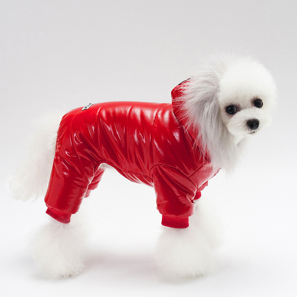 Одежда для собак, зимний теплый комбинезон для собак мелких и средних пород, красный, XS. ОШ 20, ОГ 26, ДС 20