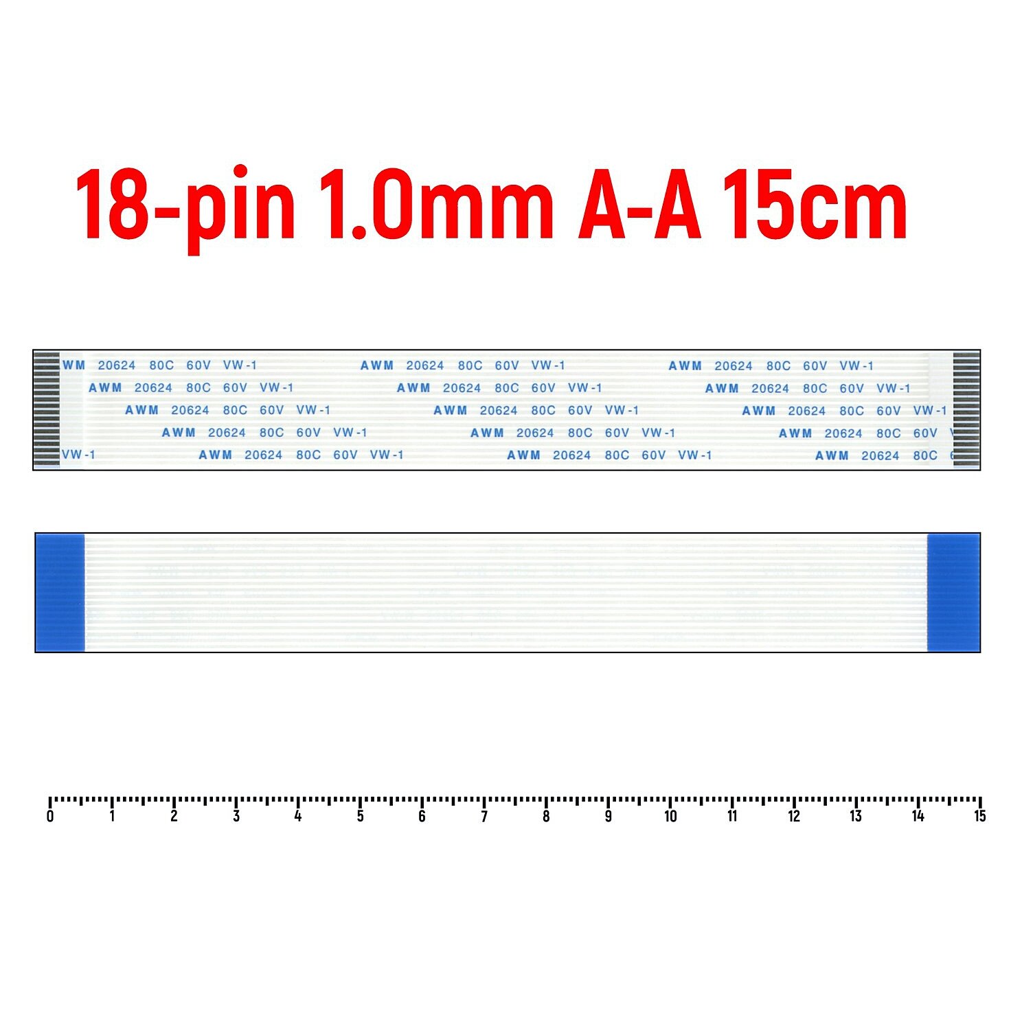 Шлейф FFC 18-pin Шаг 1.0mm Длина 15cm Прямой A-A