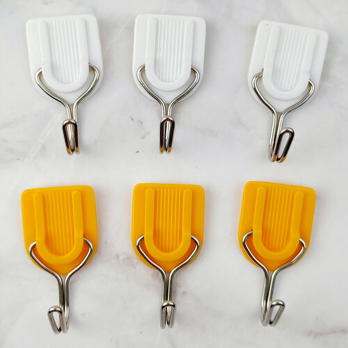 Набор крючков 6шт, цвет: белый и желтый