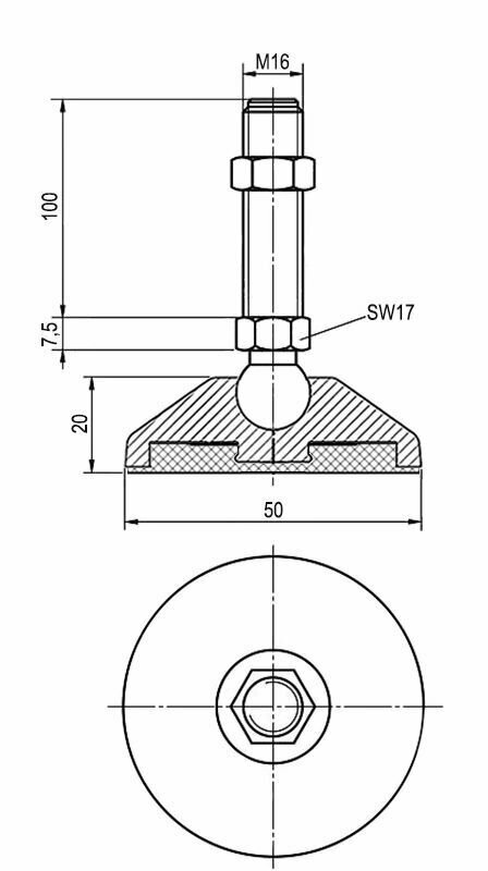 Опора шарнирная дисковая M16x100 до 918 кг Алтервиа A0002311105016100