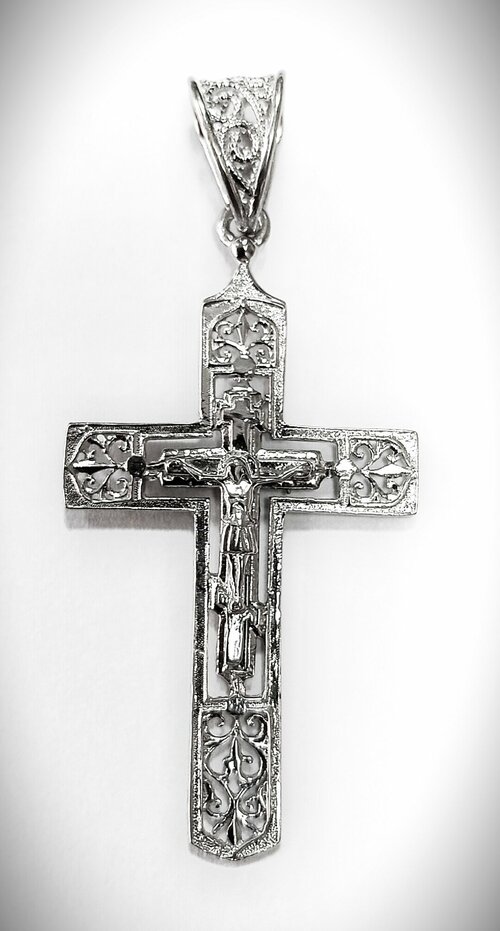 Славянский оберег, крестик Эстерелла, серебро, 925 проба, родирование, размер 5 см.