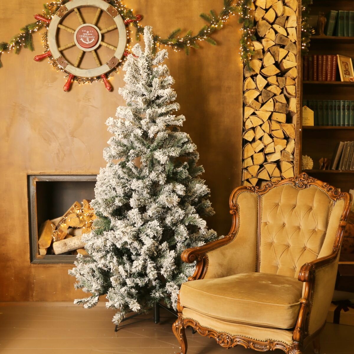 Искусственная елка 150см ROYAL CHRISTMAS Flock Promo, PVC (ПВХ)/флок, мягкая хвоя [164150] - фото №12