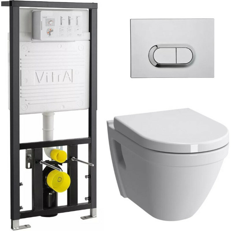 Комплект унитаза с инсталляцией VitrA S50 9003B003-7201 с сиденьем Микролифт и клавишей смыва Хром