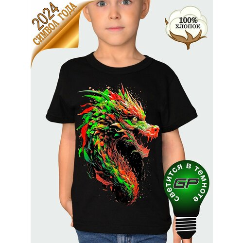 фото Футболка glow point футболка с драконом светящаяся в темноте gp, размер 42, черный